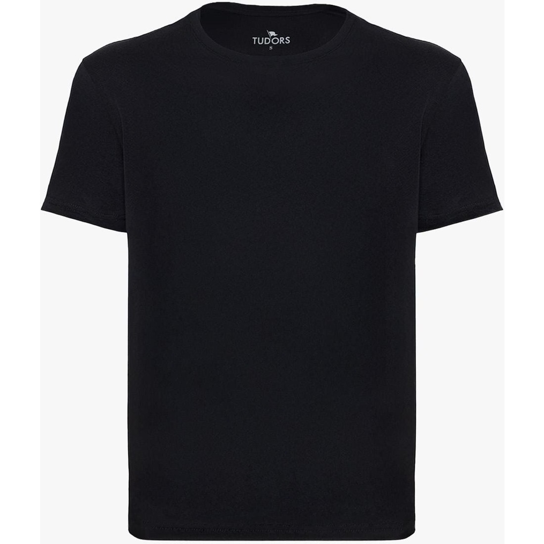 Tudors Unisex Slim Fit Dar Kesim %100 Pamuk Yumuşak Dokulu Siyah Bisiklet Yaka Tişört