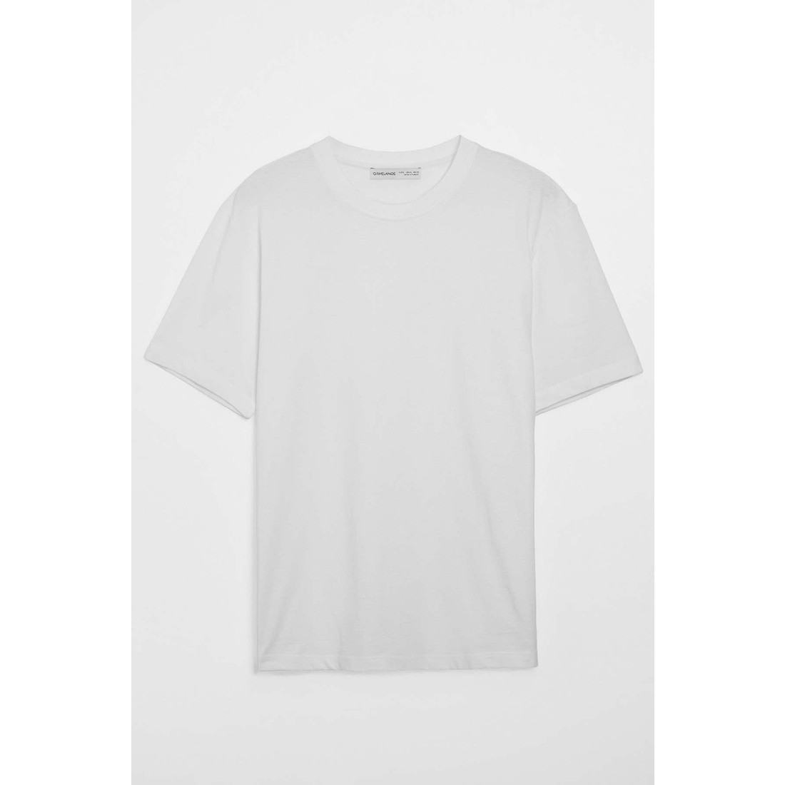 Grimelange Solo Erkek %100 Organik Pamuklu Kalın Dokulu Comfort Fit Bisiklet Yakalı Beyaz T-shirt