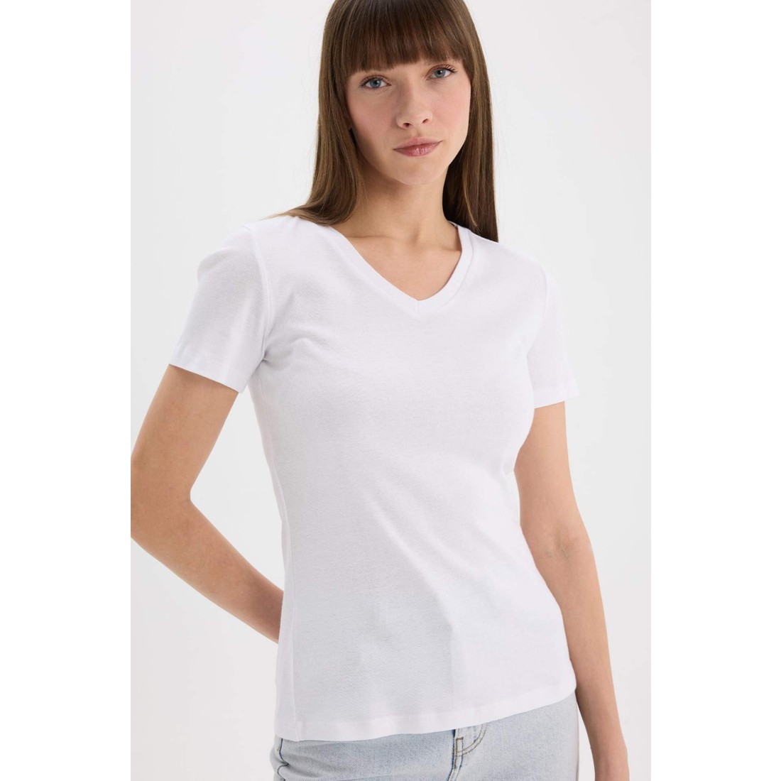 DeFacto %100 Pamuk Slim Fit Basic Ribana Tişört I1080AZ25SP