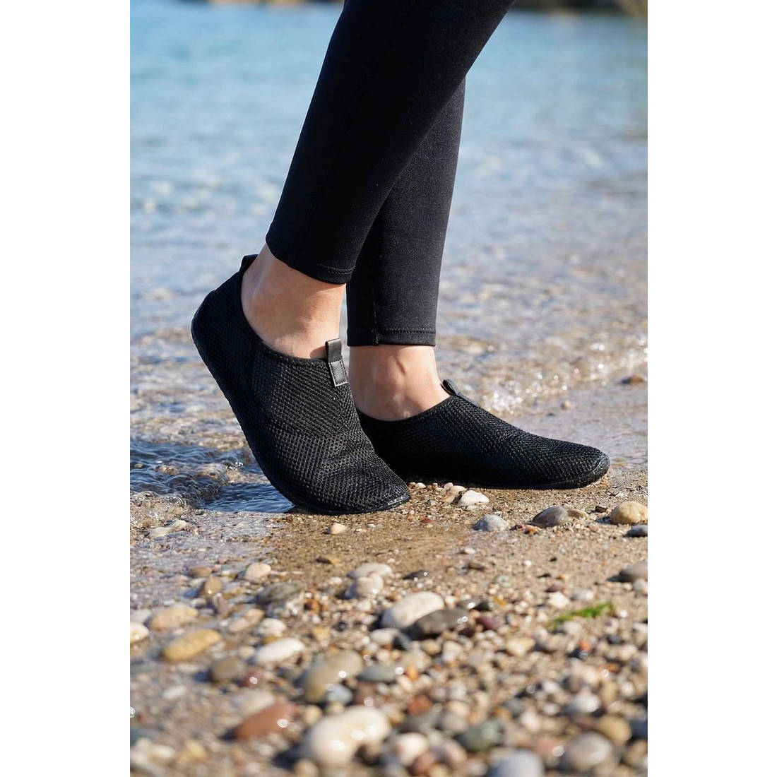 Gezer Unisex PVC Taban Yazlık Plaj Deniz Havuz Ayakkabı Siyah Renk Erkek Kullanıma Uygun