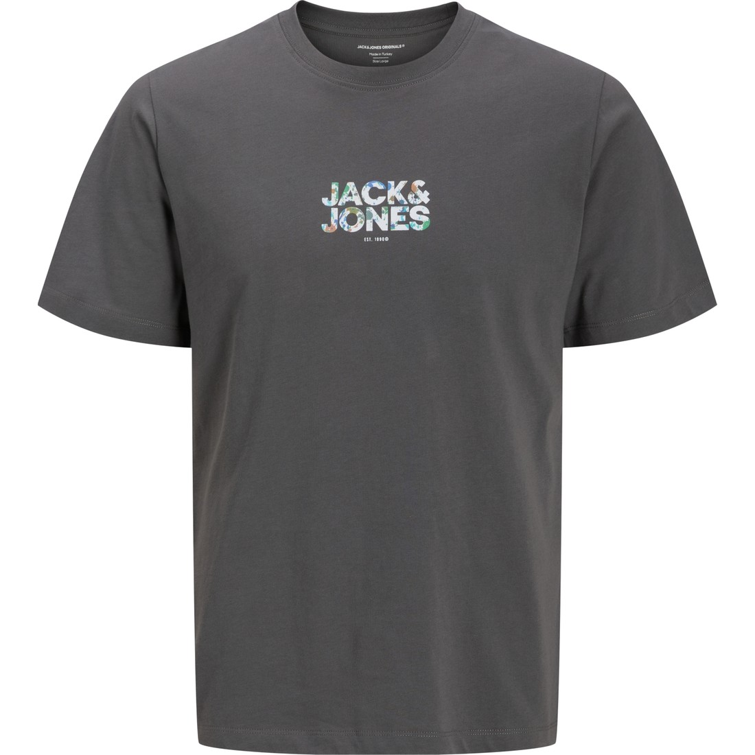 Jack & Jones Erkek Bisiklet Yaka Gögüs Baskili Tisört - New Plas