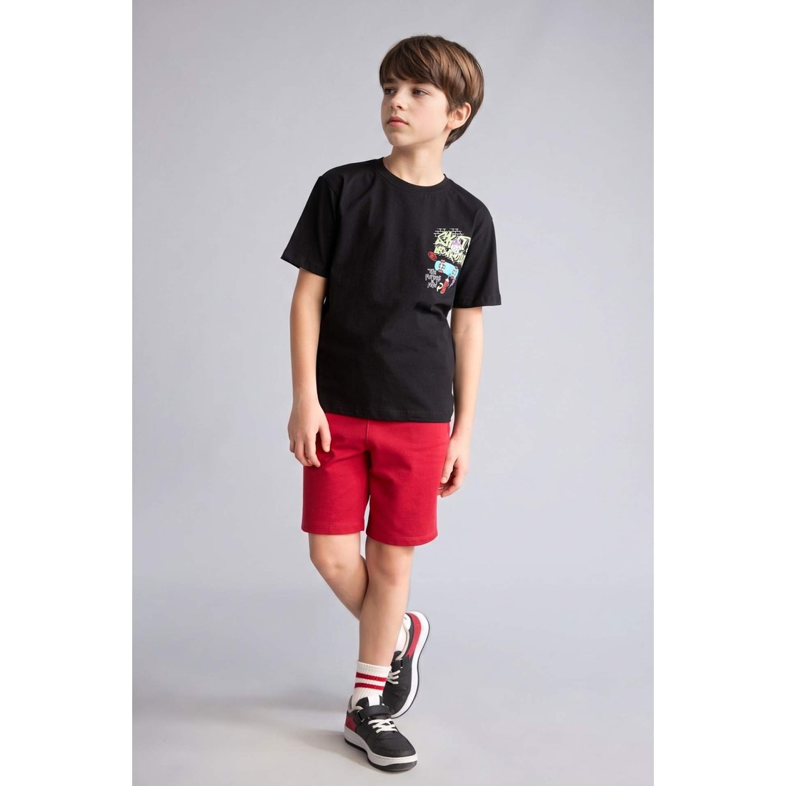 DeFacto %100 Pamuk Oversize Sweatshirt Kumaşı Şort Erkek Çocuk H2027A826SM