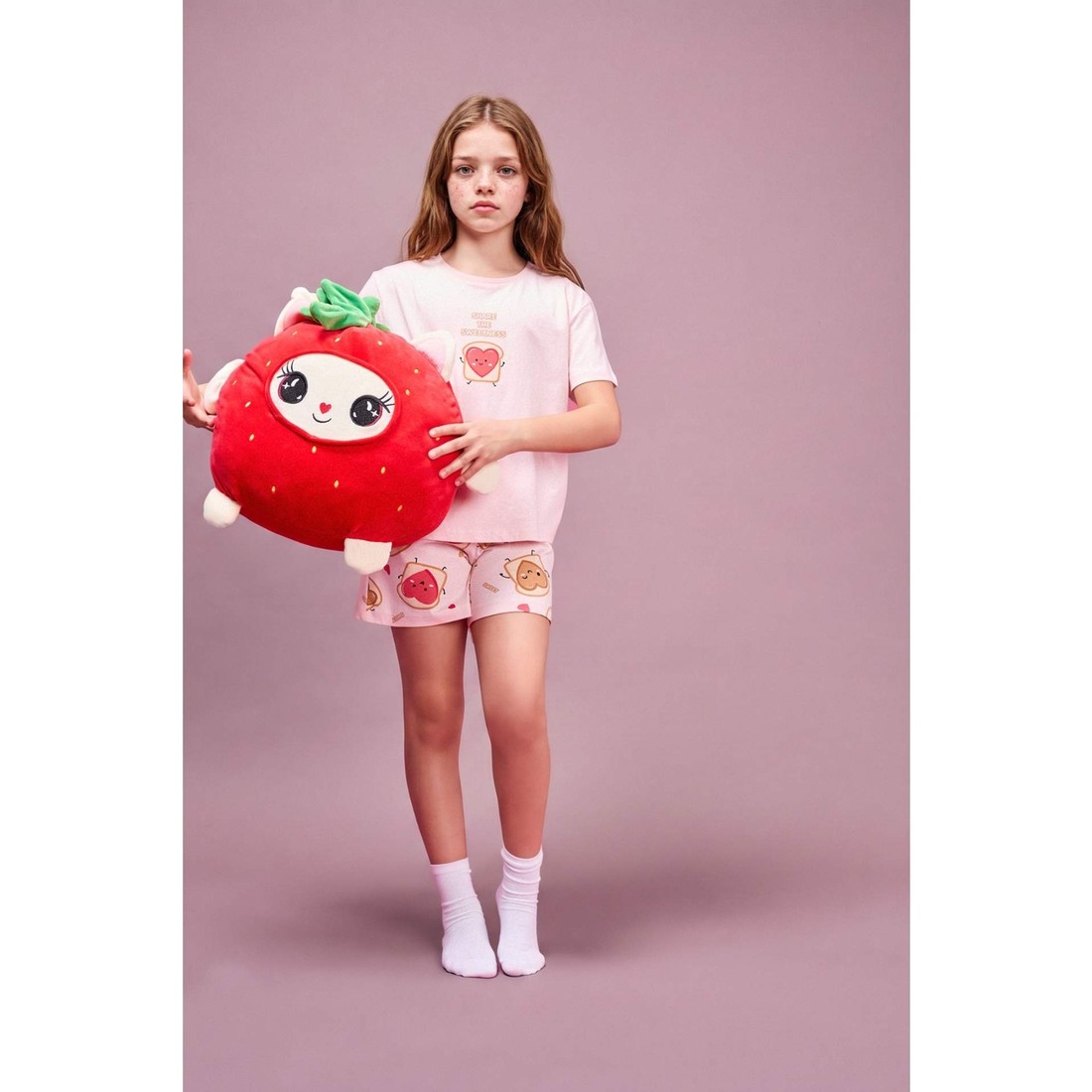 DeFacto %100 Pamuk Regular Fit Elastik Bel 2'li Kalpli Açık Pembe Pijama Takımı Kız Çocuk H5509A826SM