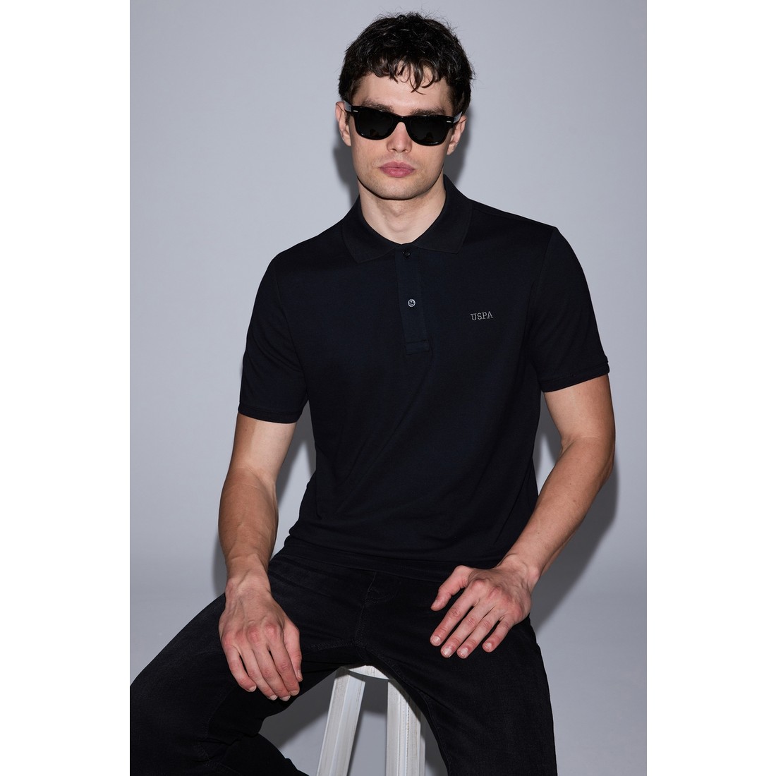 U.S. Polo Assn. Erkek Siyah Regular Fit Polo Yaka Basic Tişört 50326963-VR046