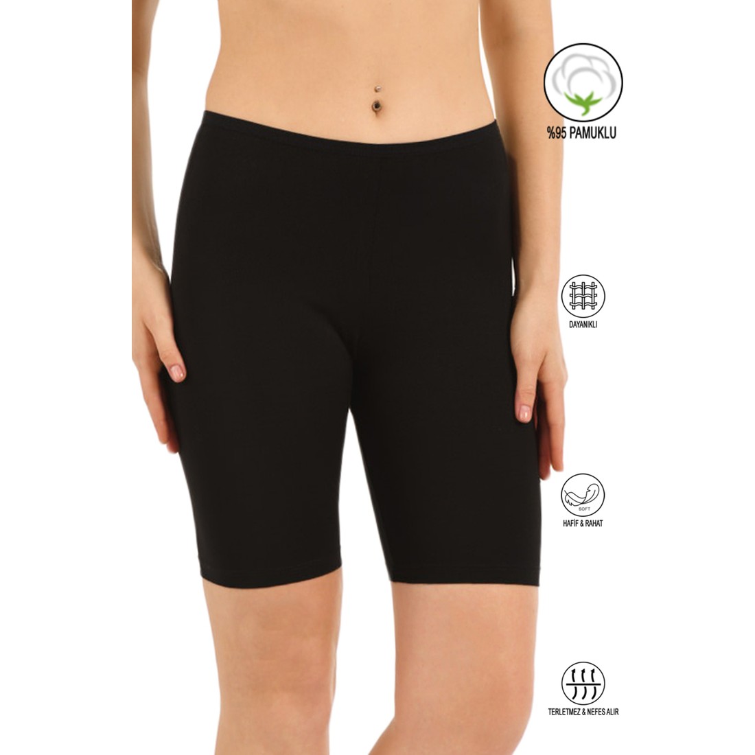Özkan Underwear Özkan 0413 Kadın %95 Pamuklu Likralı Süprem Kumaş Esnek Rahat Yumuşak Diz Üstü Toparlayıcı Yüksek Bel Kısa Tayt