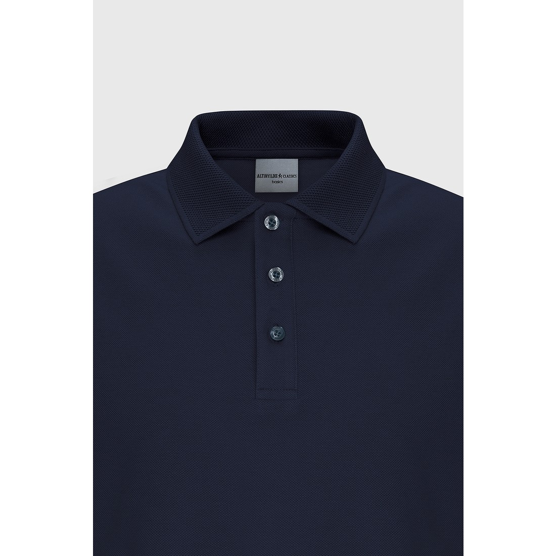 Altınyıldız Classics Erkek Lacivert %100 Pamuk Kıvrılmaz Pike Polo Yaka Slim Fit Dar Kesim Tişört