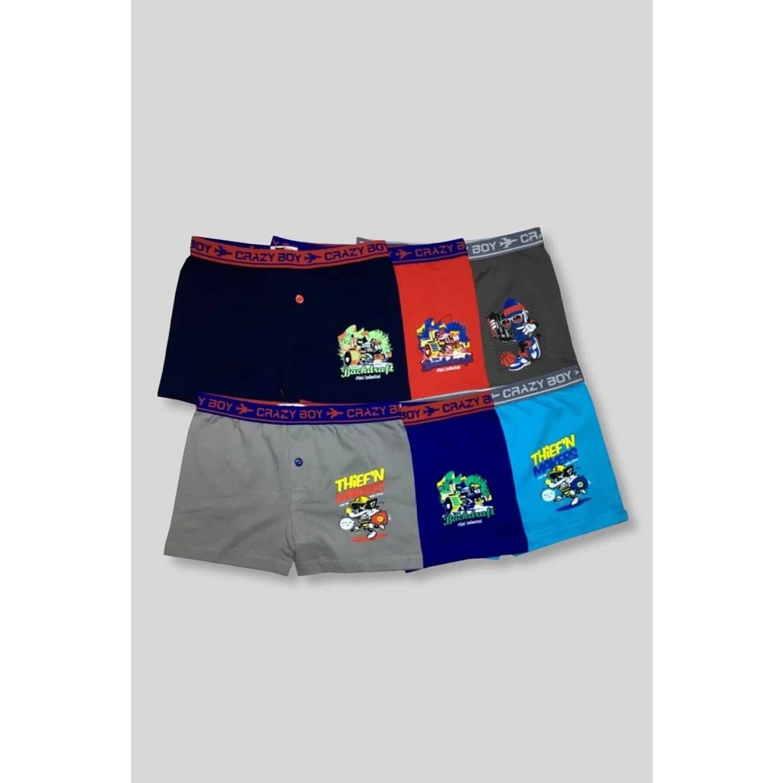 Tutku Erkek Çocuk Elastan Baskılı Boxer 6'lı Paket